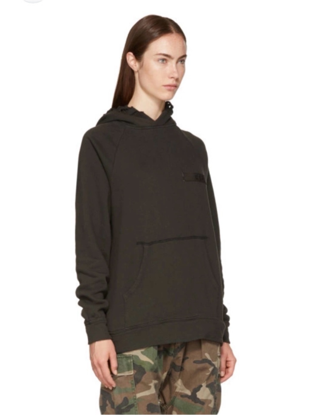 R13 Black Distressed Cotton Hoodie XS |  Punk Streetwear Lived In